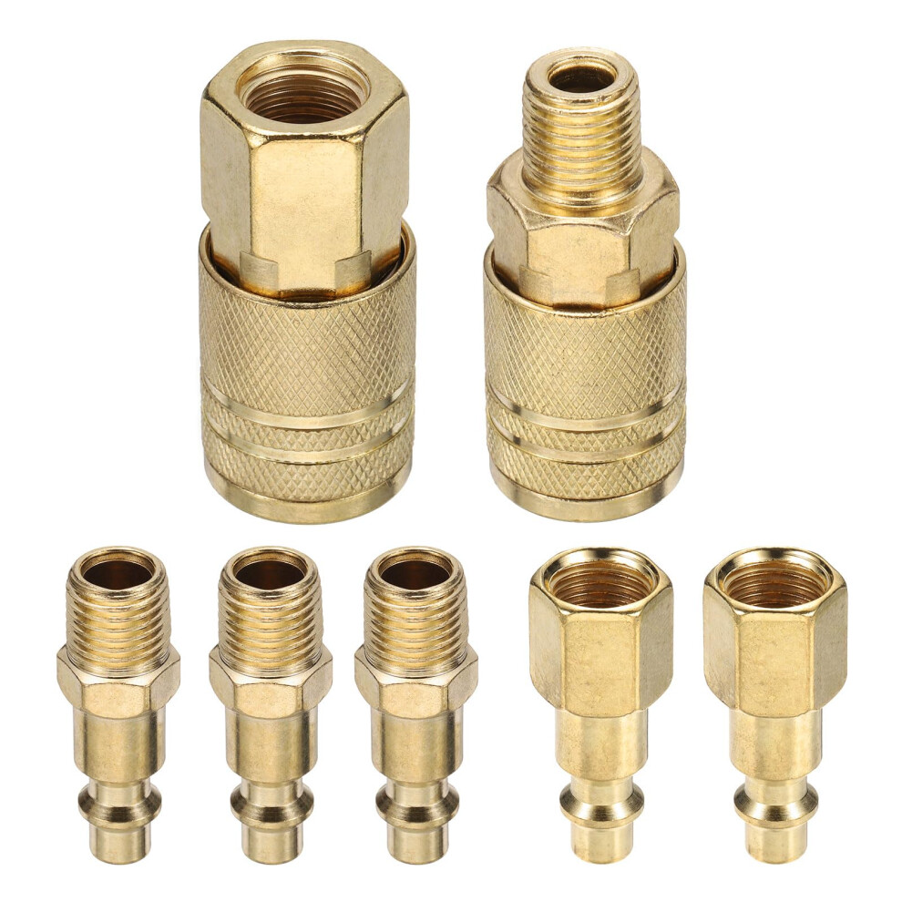 7Pcs 1/4' Npt Air Coupler And Plug Kit, Copper Plated Flow Quick Connect For Air Tools 9099447833853