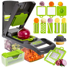 16in1 Vegetable Chopper and Mandoline Slicer with Stainless Blades, Container, Dicer and Spiralizer
