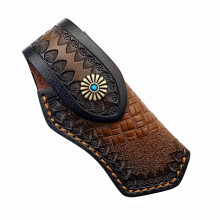 Leather Knife Sheath Belt Holster for Buck 110 Folding Knife, Handsewn Classic Design, Fits 4.35 Inch