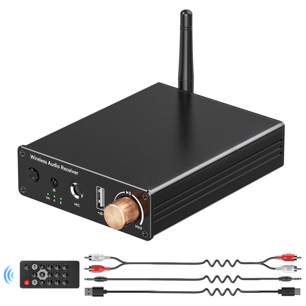 Bluetooth 6.0 Audio Receiver With Aux Rca Usb Playback Mic Input, Long Range Low Latency Streaming 9099447833952
