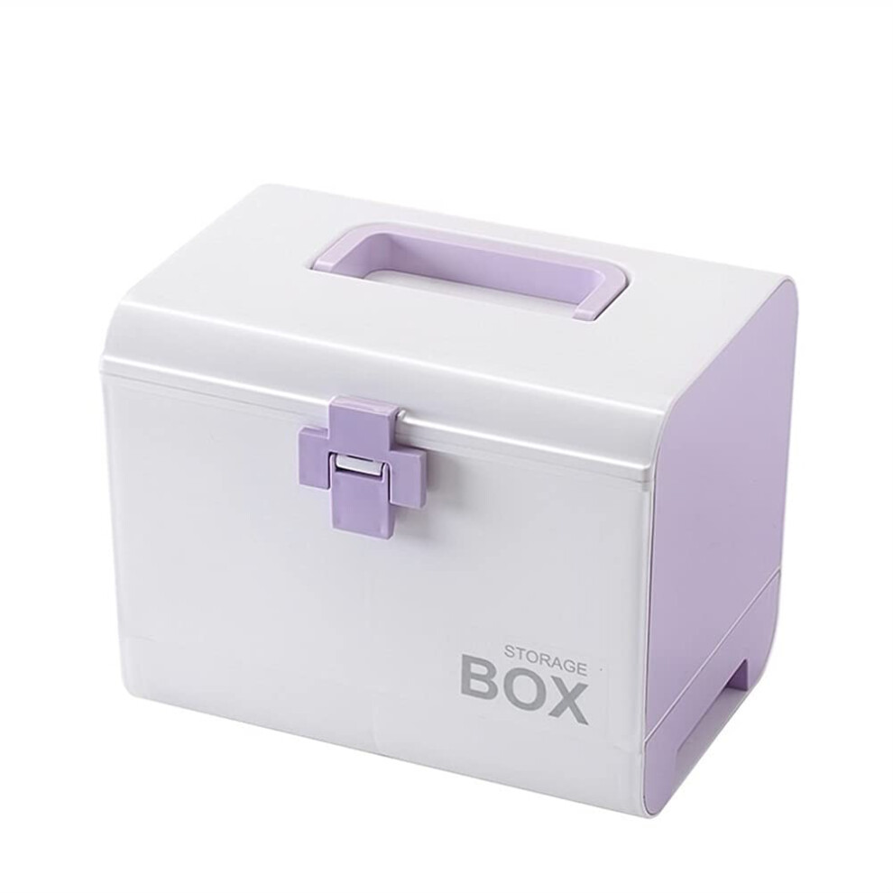 MultiLayer First Aid Box with Childproof Lock, Plastic Medical Storage Organizer for Home and Travel (Color D)