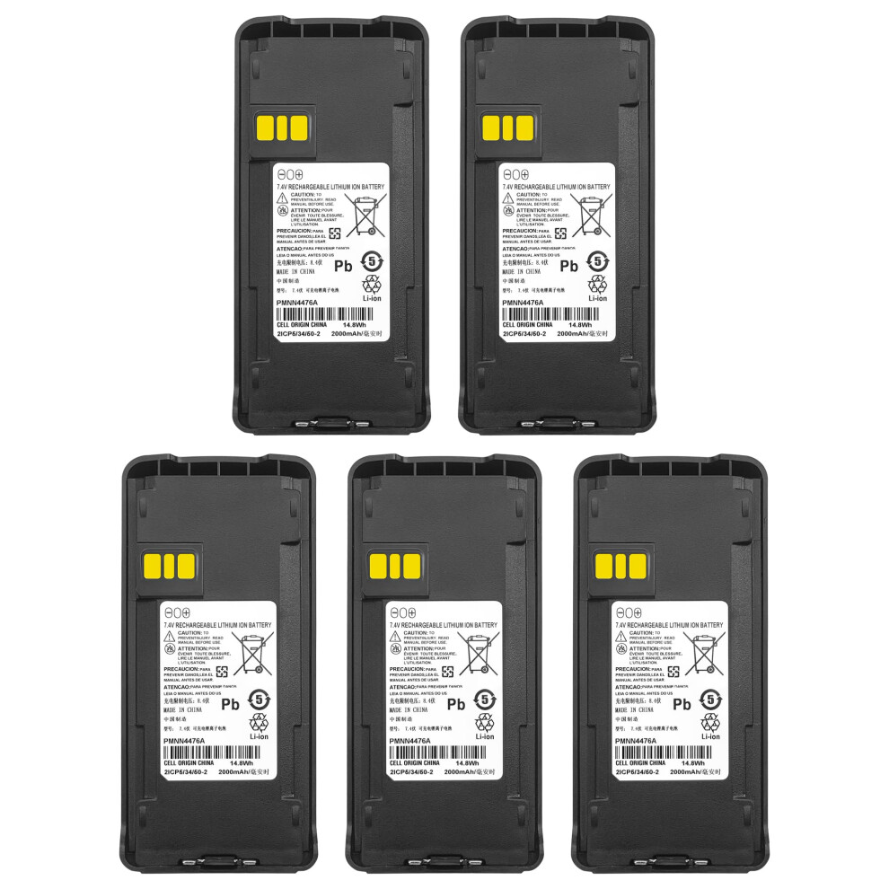 5Pack Twoway Radio Battery Pmnn4476 7.4V 2000Mah For Motorola Cp100d Cp1660 Ep350 Talkabout 9044945933963