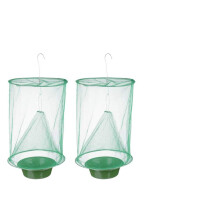 Fly Trap 2 Pack with Effective Food Bait, Red Fruit Fly Catcher for Garden Ranch and Orchard Use