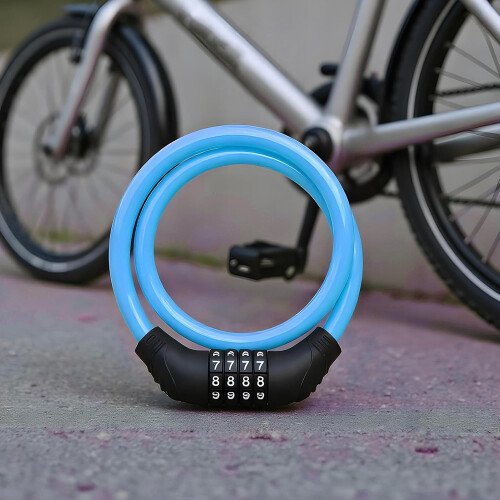 Bike Lock Heavy Duty AntiTheft 4Digit Combination Bicycle Cable Lock with Alloy Core Blue 1