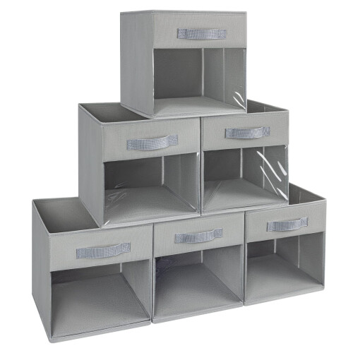Storage cubes, 6 packs of cube storage boxes, foldable with windows, cupboard with handle, for clothes