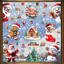 Christmas Window Clings for Glass, 9 Sheets Reusable Snowflake Stickers, DoubleSided PVC Holiday Decor