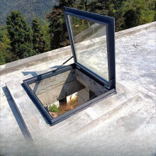 Skylight Roof Window with Tempered Double Glass, Hydraulic Lockable Roof Access Hatch 27.5x27.5in