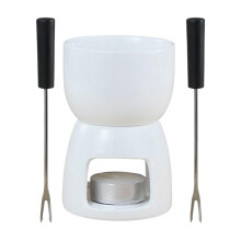 Chocolate Fondue Set Ceramic Mug with Tealight, 150ml Cheese Melter with Forks and Candles