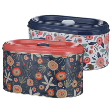 2 Pcs Cookie Tins with Airtight Lids for Gift Giving, Decorative Metal Storage Containers, 2 Sizes