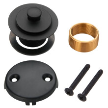 Matte Black Bathtub Drain Kit Lift and Turn Tub Drain Replacement with TwoHole Overflow Plate