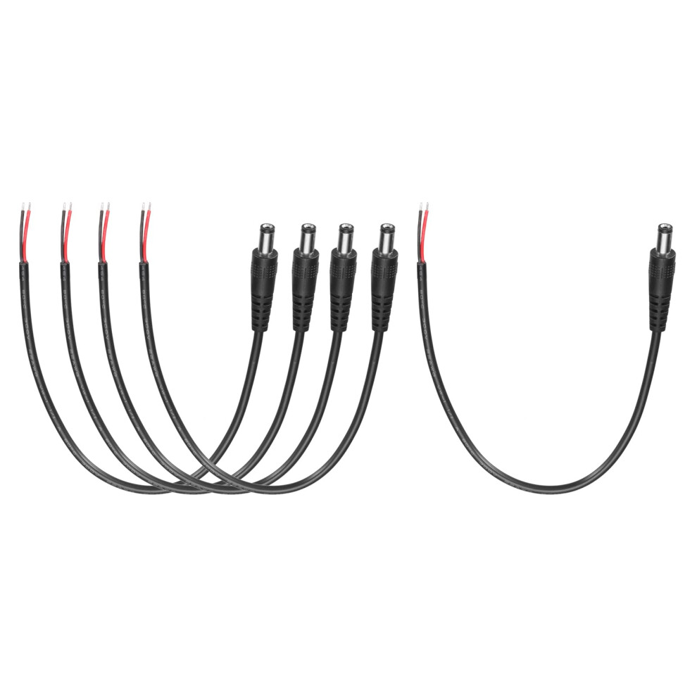 5Pcs Dc Power Pigtail Cable 5.5Mm X 2.5Mm Male Plug To Bare Wire 25Cm For Cctv Camera Led Strip 9044945935240