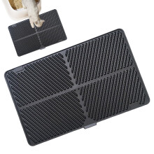 Waterproof Foldable Cat Litter Mat with AntiLeak NonSlip Base for Indoor Home Use – Black