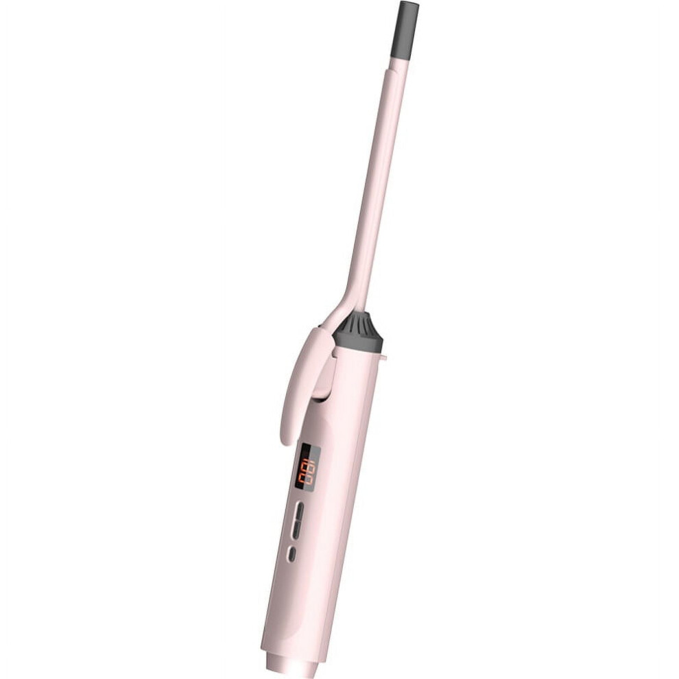 Pink Hair Curler Wand Tourmaline Ceramic Instant Heat Skinny Hair Curling Iron Wand For Hairstyle 13Mm Lcd Â
