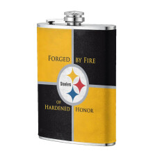 Steelers Flagon Hip Flask 8oz, Food-Grade Stainless Steel Leather Pocket Flask, Compatible with Outdoor Sports, Camping, Wedding Groomsman Gift