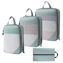 Travel Bag Organizer Set 4 Pcs, Packing Cubes, Waterproof Travel Clothes Bags for Suitcases with Cosmetic Bag & Shoe Bag, Turquoise