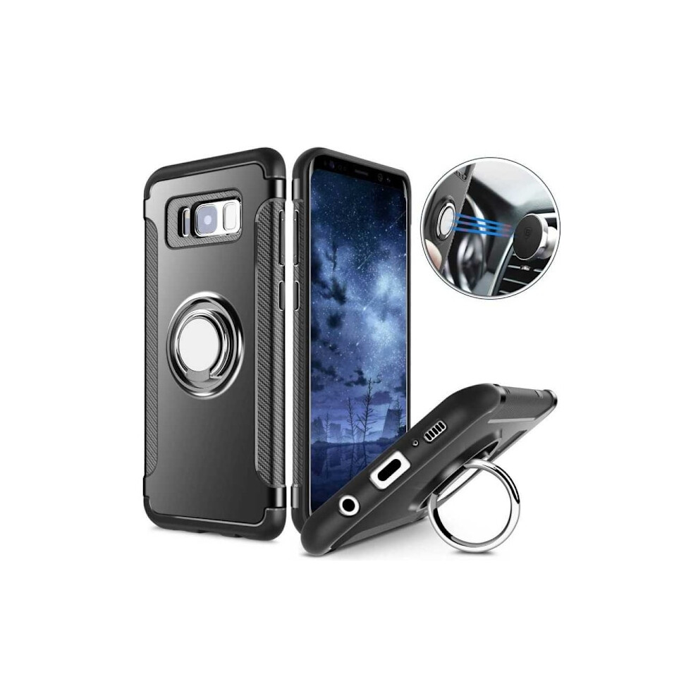 Compatible With Samsung S8 Plus Practical Shockproof Case With Ring Holder V2 Black 9175034025518