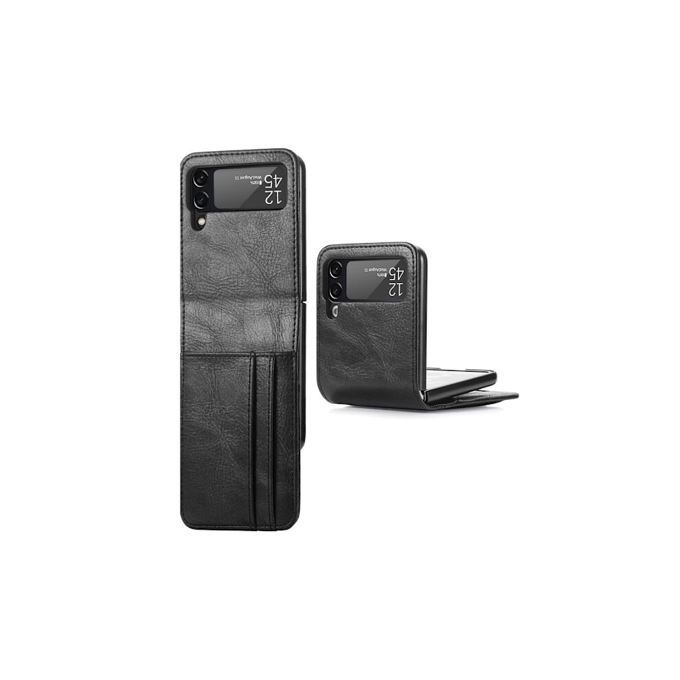 Compatible With Samsung Galaxy Z Flip4 5G Folding Shockproof Wallet Case - Black 9175034025730