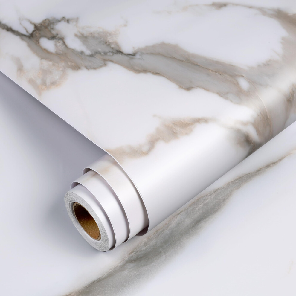White Marble Contact Paper 17.7'X276' Waterproof Peel And Stick Countertop Cover For Kitchen Walls 9099447836250