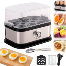 Egg Cooker Stainless Steel Electric Egg Boiler with Auto ShutOff, 6 Egg Capacity for Hard or Soft Boiled Eggs