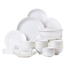 48 Piece Bone China Dinnerware Set, Elegant White Porcelain for Family Meals and Special Occasions