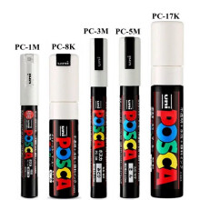 Peann Marcála Péinte Aicrileach Posca, PC-5M/3M/1M/8K/17K7/8/15/24/29/48 Dathanna Tacar Iomlán Marcála Péinteála Líníochta Nóta5 Tacar Bán
