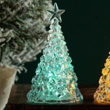 Mini árvore de Natal luminosa, compatível com Clear-x, decoração de mesa, presente, decoração natalina de cristal transparente