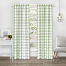 Painel de cortina Achim Hunter para interiores, em poliéster/algodão com filtragem de luz e estampa xadrez, compatível com a cor verde maçã, 107