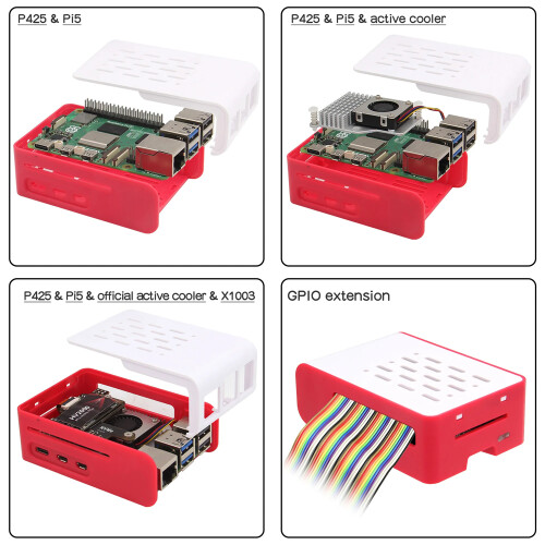 Θήκη ABS για Raspberry Pi5, Χώρος για Ενεργή Ψύξη & Ασπίδα X1003PCIe σε M2NVMe, Απλό Αφαιρούμενο 2