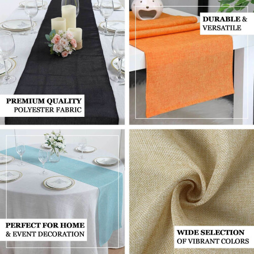 Efavormart 14"x108" Πορτοκαλί Boho Chic Ρουστίκ Τραπεζομάντιλο από Λινάτσα και Γιούτα 2