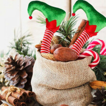 Pernas de elfo de 40 cm para decoração de Natal - Pernas de pelúcia para enfeites de Natal, casa, festa, árvore e lareira.