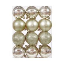 24 Stück 3 cm Weihnachtsbaumschmuck - Hängende Kunststoffkugeln, galvanisierte Ornamente, kompatibel mit Weihnachtsbäumen