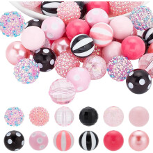 50 Stück 20 mm große, pinkfarbene Acryl-Strassperlen in Kaugummi-Optik für Schmuck, Girlanden, Taschenanhänger, Hochzeits- und