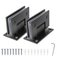 Matte Black 2 Pack 90 Glass to Glass Shower Door Hinges, Stainless Steel for 8‑12mm, Silent Close