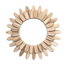 Boho Wall Mirror Rustic Wood Decorative Mirror for Entryway Bedroom Living Room