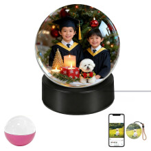 WiFi 3D Crystal Ball Photo Frame with HD Spherical Display, Smart Media Upload, Pink Gift Lamp