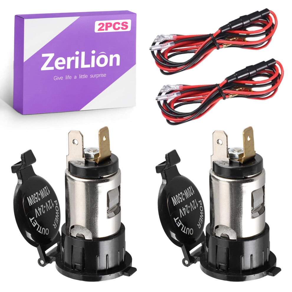 2 Pack Waterproof 12V Cigarette Lighter Socket With Fuse Protection For Car Boat Rv Motorcycle 9099447837813