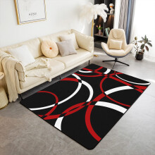 Black White Red Geometric Area Rug 3x5 Modern Non Slip Durable Carpet for Living Room Bedroom