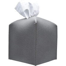 Modern Fine Pu Leather Square Tissue Box Decorative Tissue Box Holder Dark Gray
