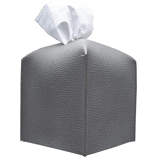 Modern Fine Pu Leather Square Tissue Box Decorative Tissue Box Holder Dark Gray