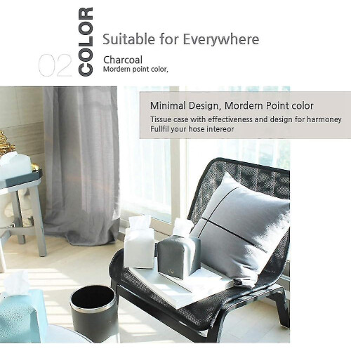 Modern Fine Pu Leather Square Tissue Box Decorative Tissue Box Holder Dark Gray 2