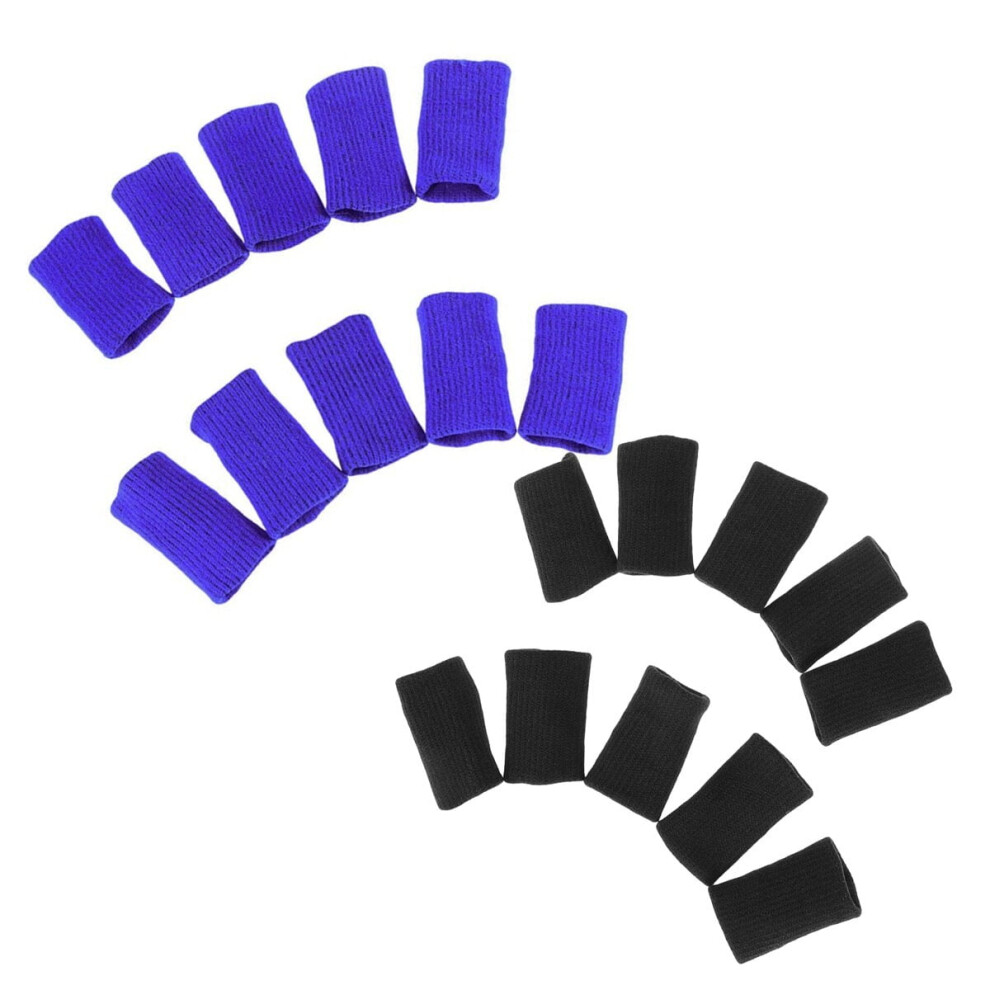 Mizh 20pcs Finger Sleeves Support, Breathable Elastic Thumb Brace Protector for Basketball, Volleyball, Baseball, Badminton, Tennis, Boating (Black