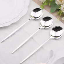 Efavormart 24er-Pack | 8" glänzend silberfarbenes, robustes Kunststoff-Besteck, Löffel, Löffel, hochwertiges, elegantes Einwegbesteck