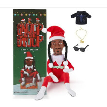 Estatueta de Papai Noel Snoop na Varanda, Figura de Papai Noel Negra de 30 cm, Brinquedo de Pelúcia Artesanal Estilo Hip Hop, Presente para Casa e