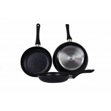 Lotto di 3 padelle in pietra da 20, 24 e 28 cm per induzione, nere, modello Cenocco CC2001-BLK