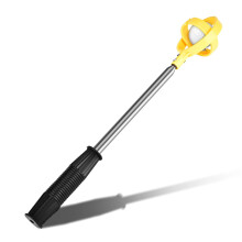 Golf Ball Retriever Stainless Steel Telescopic 215cm with Automatic Locking Shovel Head Yellow