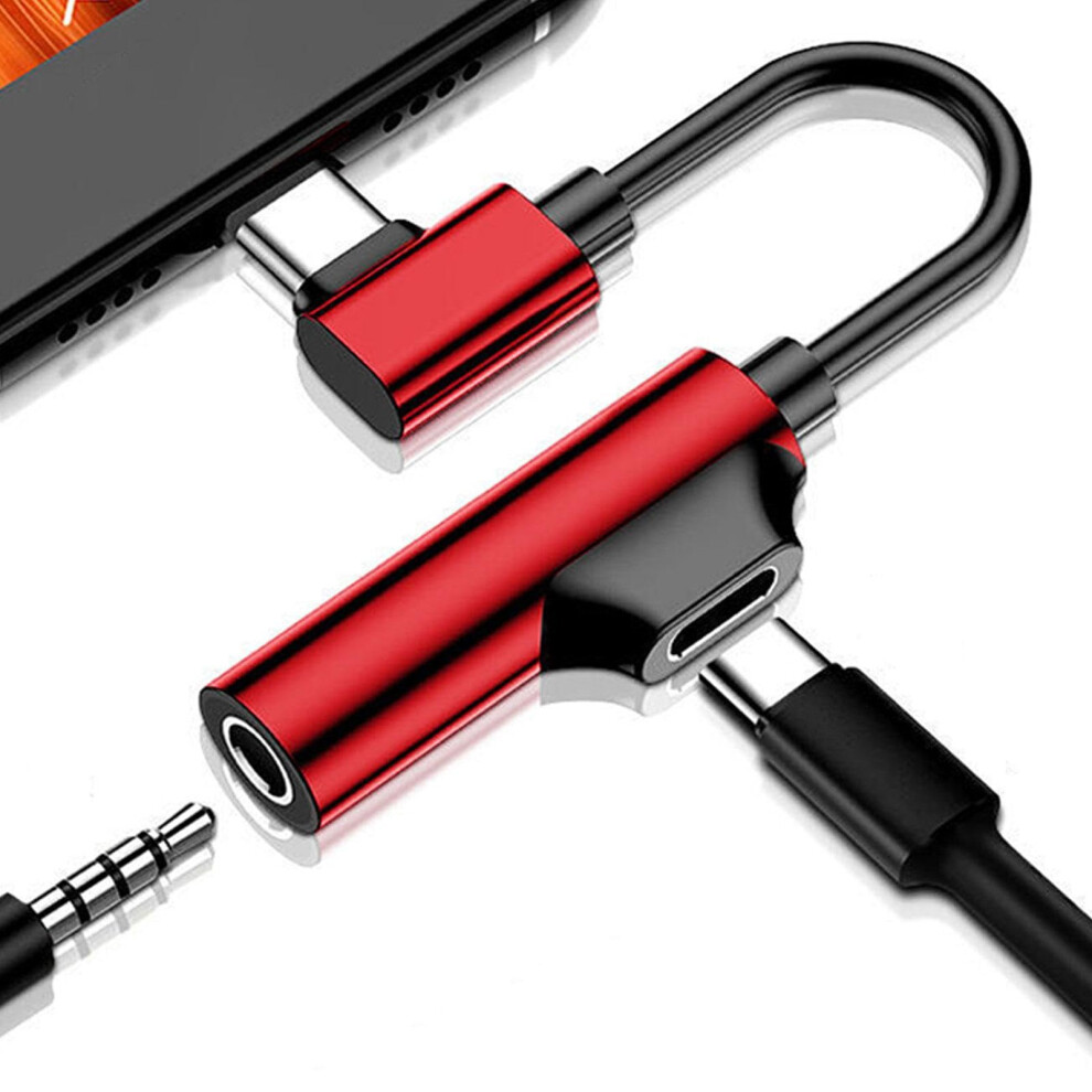 Usb C Headphone Adapter With Charging Port, Type C To 3.5Mm Audio Converter Compatible With Most Devices, Red 9044945157895