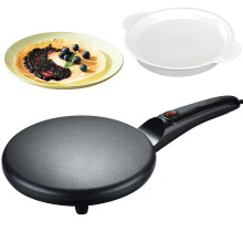 8 Inch Electric Crepe Maker with Non Stick Surface, Auto Temperature Control, Long Handle, Batter Bowl