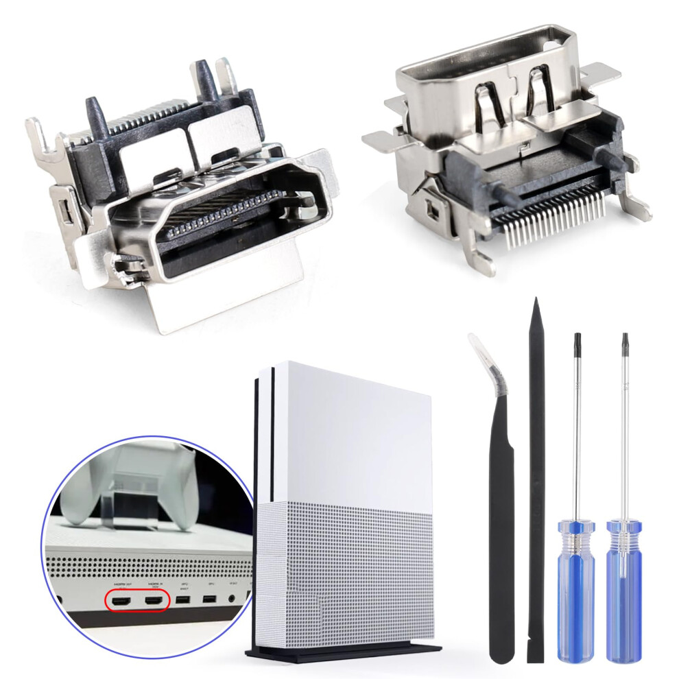 2 Pack Hdmi Port Replacement Kit For Xbox One S With Tools, Restore Video And Audio Signal 9044945940039