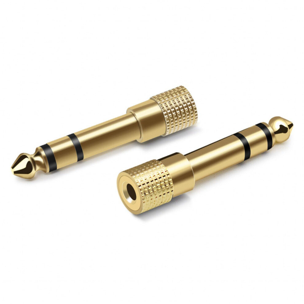 2 Pack 6.35Mm To 3.5Mm Stereo Audio Adapter Plated Headphone Jack Converter For Amps And Mixers Gold 9099447276872