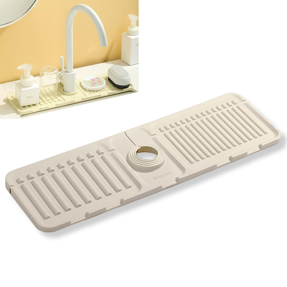 Silicone Sink Splash Guard White 17.5 X 5.7 In Nonslip Faucet Mat Fast Drainage For Kitchen And Bathroom 9099447843180